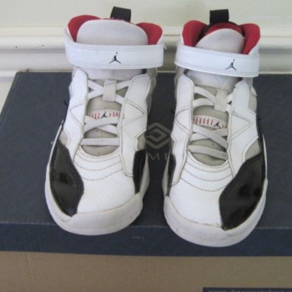 AIR JORDAN-DQ8432-106-Boys Size 3Y Shoes Sneakers-Black/White/Red-Leather-Lego